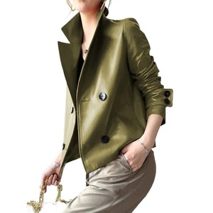 Manteau d'hiver pour femmes avec veste en cuir de style explosion Nouvelles dames Short Denim Lapel Outwear Fashion Trend Tops - Product Image 6