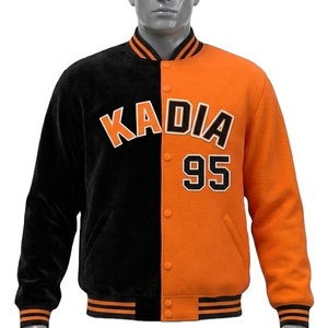 Streetwear <b>Canvas</b> Varsity Bomber <b>Jacket</b> Contrast Colors Button Custom Logo Windproof Breathable Men's <b>Jackets</b> - Product Image 1