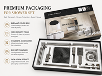 Ensemble de douche thermostatique carré en cuivre noir et or avec mitigeur de baignoire et robinet chaud/froid de haute qualité