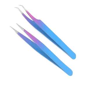 Pince à épiler professionnelle pour extensions de cils, pointe dorée, pointe en fibre personnalisable, en acier inoxydable, pointe solide dentelée - Product Image 3