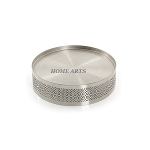 Plateau de service alimentaire en acier inoxydable, forme ronde, couleur argent, plateau de service pour desserts à prix abordable - Product Image 4