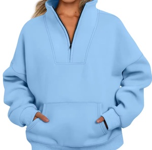 Sudaderas con capucha para mujer Jersey con cremallera Sudaderas de gran tamaño Jersey con media cremallera con bolsillos Ropa de otoño Comprar sudaderas con capucha para mujer - Product Image 1