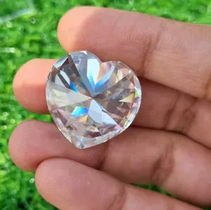 เพชรโมอิสรูปหัวใจสีขาว VVS พลอยเหลี่ยมเพชรพลอยใสขนาด20มม. สำหรับทำเครื่องประดับจี้และแหวนฮิปฮอป - Product Image 2