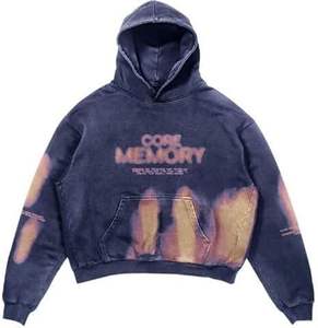 Sweat à capuche surdimensionné personnalisé de haute qualité, épaules tombantes, cordons épais, en molleton bouclette 450 g/m², gris délavé à l'acide, pour hommes - Product Image 3