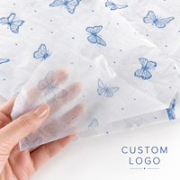 Papier de soie d'emballage blanc 17 g/m² biodégradable, écologique, doux, imprimé sur une face, personnalisé pour vêtements et chaussures