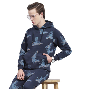 Buen proveedor con logotipo propio Diseño único cómodo con tarifa al por mayor Hombres Azul marino Impreso con capucha Chándales de manga completa - Product Image 6