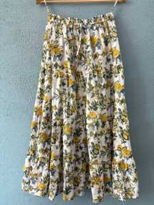 Adjustable Natural Block Print Cotton Eco-Friendly Pocket <b>Maxi</b> <b>Skirt</b> Women's Casual Bohemian Drawstring Pleated Tiered - Product Image 3