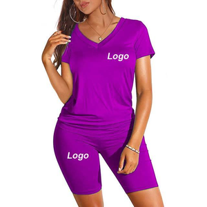 Conjunto Deportivo Casual para Mujer, Camiseta de Manga Corta con Estampado y Pantalones Cortos hasta la Rodilla, Cómodos y Elegantes, de Punto de Spandex/Poliéster - Product Image 3