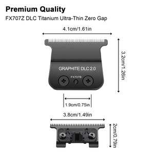 Lame de rechange en alliage de titane 2.0 DLC pour tondeuses à cheveux, compatible avec les tondeuses de barbier et la batterie 2500 mAh, couleur noire - Product Image 1