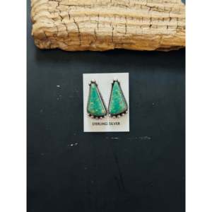 Pendientes de botón Elouise Kee Royston de turquesa y plata de ley con engaste de bisel - Product Image 1