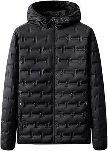 Doudoune avec logo personnalisé pour hommes, manteau d'hiver, veste matelassée en polyester, bulle d'impression noire, veste matelassée - Product Image 2
