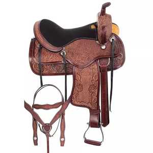 Selle de cheval occidentale en cuir de qualité supérieure et de qualité supérieure | Confort fabriqué à la main, arbre durable, idéal pour les sentiers d'entraînement, le baril et le rodéo - Product Image 1