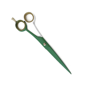 Tijera profesional para el cabello de peluquero, hoja afilada de Color blanco y verde, tijera de salón de acero alemán con reposapiés plateado ajustable - Product Image 2