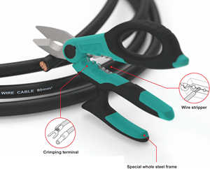 OEM ODM Fournisseur de Taiwan Ciseaux d'électricien professionnels polyvalents à usage intensif avec encoche de câble souple - Product Image 4