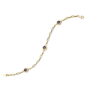 กำไลข้อมือ14K สีทองล้วนแบบตุรกี,กำไลข้อมือเครื่องรางลูกปัดรูปหัวใจตาปีศาจกำไลรูปทรงเรขาคณิตความโชคดีจากตุรกี - Product Image 2