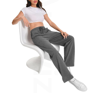 Pantalones Deportivos de Felpa Personalizados al por Mayor para Mujer, Pantalones Deportivos de Felpa con Forro Polar Interior, Pantalones Anchos de Pierna Ancha, Pantalones Deportivos de Pierna Recta para Mujer - Product Image 5