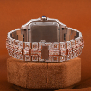 Différentes formes Moissanite clouté cadran carré montre glacée double couleur ton Hip Hop rappeur automatique poignet montre de luxe - Product Image 4