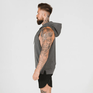 Envío gratuito al por mayor diseño personalizado en blanco sin mangas entrenamiento gimnasio Sudadera con capucha para hombres hecho Pakistán - Product Image 6