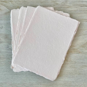 5x7" BLUSH pink 150gsm Handmade Deckled Edge Cotton Rag Paper Deckle - Product Image 1