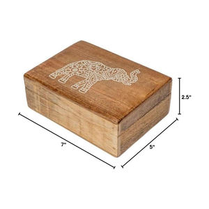 Joyero tallado en madera de alta calidad con diseño de elefante, caja organizadora de recuerdos de madera de mango para regalos, tamaño y diseños personalizados - Product Image 4