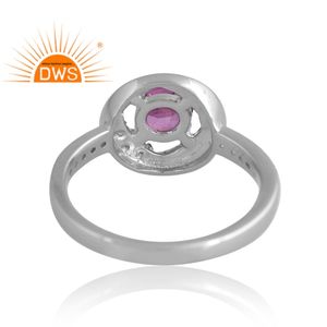 แหวนพลอยบุษราคัมชุบเงินแพลเลเดียมสีชมพูและสีขาว925การออกแบบที่น่าตื่นตาตื่นใจผู้ผลิตเครื่องประดับที่กำหนดเอง - Product Image 2