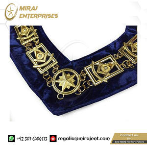 Colliers de chaîne maçonniques Regalia de qualité supérieure Collier de chaîne maçonnique en or avec carré + étui gratuit (en cadeau) - Product Image 6