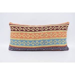 Coussin de traversin amovible et lavable en laine jaune à motifs géométriques vintage, antidérapant et écologique 12x24 pouces Coussin décoratif - Product Image 5