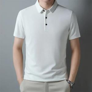 Men's Summer Fashion 100% Cotton Waffle Solid Short Sleeved for Polo Shirt Breathable and Comfortable <b>Top</b> with Digital Printing - Product Image 5