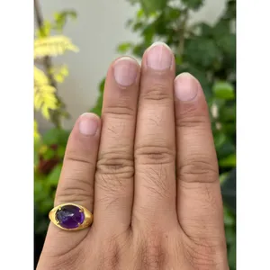 Bague en argent 925 avec améthyste naturelle et technologie d'incrustation à sertissage clos - Product Image 4