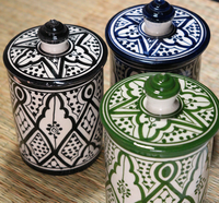 Pots à biscuits marocain en céramique faits à la main, récipient en céramique peint à la main, fabriqués en Fes, décoration de la maison, décoration de la cuisine