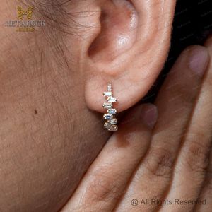 Boucles d'oreilles créoles ovales en or jaune 14 carats avec diamants véritables, fabrication artisanale, bijoux fins, vente en gros - Product Image 6