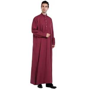 Túnica árabe musulmana Abaya para hombre, ajuste holgado, manga larga, cuello levantado, ropa musulmana de Dubái, fábrica Islámica - Product Image 4