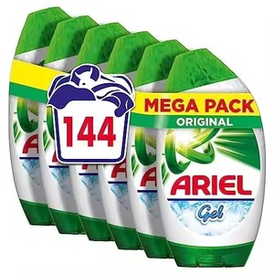 Ariel Wasch flüssigkeit Waschmittel Gel, 144 Waschungen (840 ml x 6), Original, brillante Reinigung auch <span class=keywords><strong>in</strong></span>