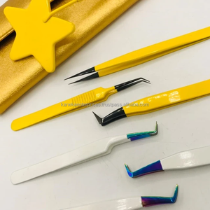 Pinces à épiler professionnelles en acier inoxydable pour extensions de cils artificiels avec pointe de précision - Outils de maquillage - Product Image 1