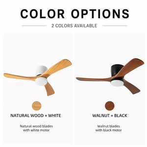 USA In Stock 52 Inch Solid Wood Flush Mount <b>Ceiling</b> Fan with <b>Light</b> and Remote Quiet DC Motor for Living Room Bedroom - Product Image 6