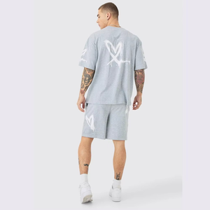 Ensemble T-shirt et Short Personnalisé Couleur Unie pour Homme – Survêtement Décontracté Été avec T-shirt Épaules Tombantes et Short – Tenue 2 Pièces Streetwear - Product Image 2