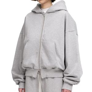 Sweat à capuche à double fermeture éclair style Boxy Fit personnalisé poids lourd 100% coton sweat à capuche court pour hommes French Terry Pullover Zipper Hoodies Hommes - Product Image 3