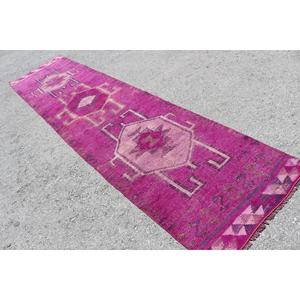 Tapis turc Herki Runner 3x12,5 pi (91x382 cm), tapis en laine marocain rose vintage - Product Image 4