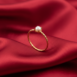 Gold-Plated 925 Sterling Silver Freshwater Pearl Prong <b>Set</b> Ring - Product Image 5