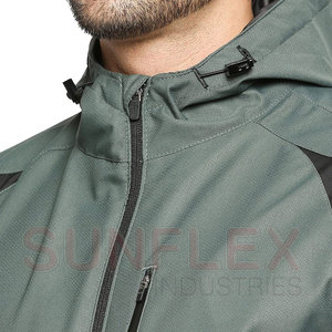 เสื้อแจ็คเก็ตซิปมีฮู้ดสไตล์สปอร์ตใส่สบายสำหรับฤดูใบไม้ผลิ คุณภาพสูง สีพื้น โลโก้ด้านหน้า - Product Image 6