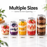 Bocaux transparents en PET pour milkshake, 355 ml (12 oz), contenants alimentaires pour pouding, mousse et gâteaux, pour l'emballage de desserts