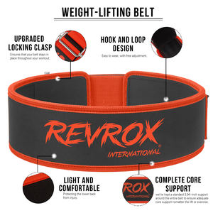 เข็มขัดเวลโครแบบปรับได้สำหรับยกน้ำหนัก  พร้อมแผ่นรองหลังนีโอพรีน  อุปกรณ์ฟิตเนสสำหรับออกกำลังกาย  บริการ OEM, ODM - Product Image 2