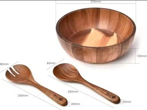Bol à salade en bois écologique à forte demande bol de service biodégradable élégant à manger rustique moderne pour l'affichage de fruits de haute qualité - Product Image 2