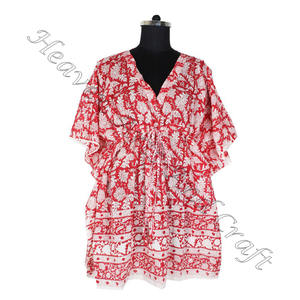 Kaftan de algodón con estampado de bloque de mano, caftán indio hecho a mano KFCS077 Abaya Kaftan, caftán árabe Jalabiya Dubai, estampado de bloque de mano a la moda - Product Image 1