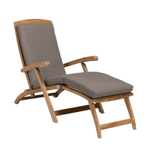 Chaise longue en teck moderne ergonomique sans roulettes, inclinaison réglable et coussin rembourré pour villa et usage extérieur - Product Image 4