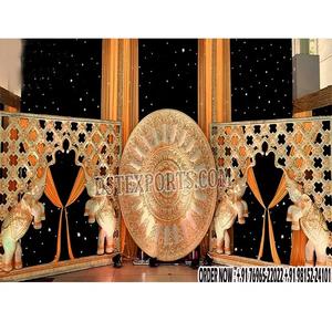 Exclusive South Indian Fiber Carved <b>Backdrop</b> Panels Indian Wedding Gold Fiber <b>Frame</b> Decoration Traditional Wedding Stage spain - Product Image 1