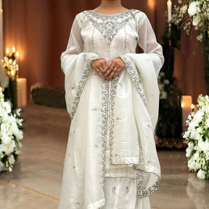 Indien lourd Georgette trois pièces Salwar Kameez Dupatta nouveaux designs Sharara Style robe de soirée broderie séquence travail été - Product Image 1