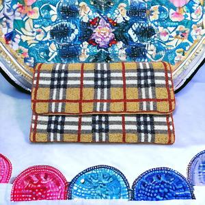 Sac de soirée élégant pour femme noir or géométrique abstrait Art déco sac de messager durable avec fermeture à glissière à main chaîne de broderie - Product Image 3