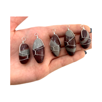 Fabuleux pendentif unisexe en pierre d'agate Shiva Lingam de 10-25 mm, enveloppé de fil de laiton, fait main, plaqué or et rhodium