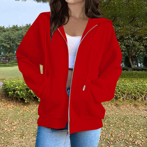 Sudadera con capucha y sudaderas con cremallera de gran tamaño para mujer con logotipo personalizado Unisex 100% algodón liso en blanco de talla grande Jumper Otoño Invierno 2025 - Product Image 6